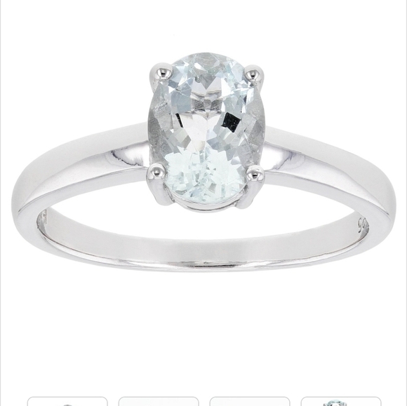 Genuine Aquamarine Solitaire Ring in Sterling Silver Size 7! - Picture 3 of 7